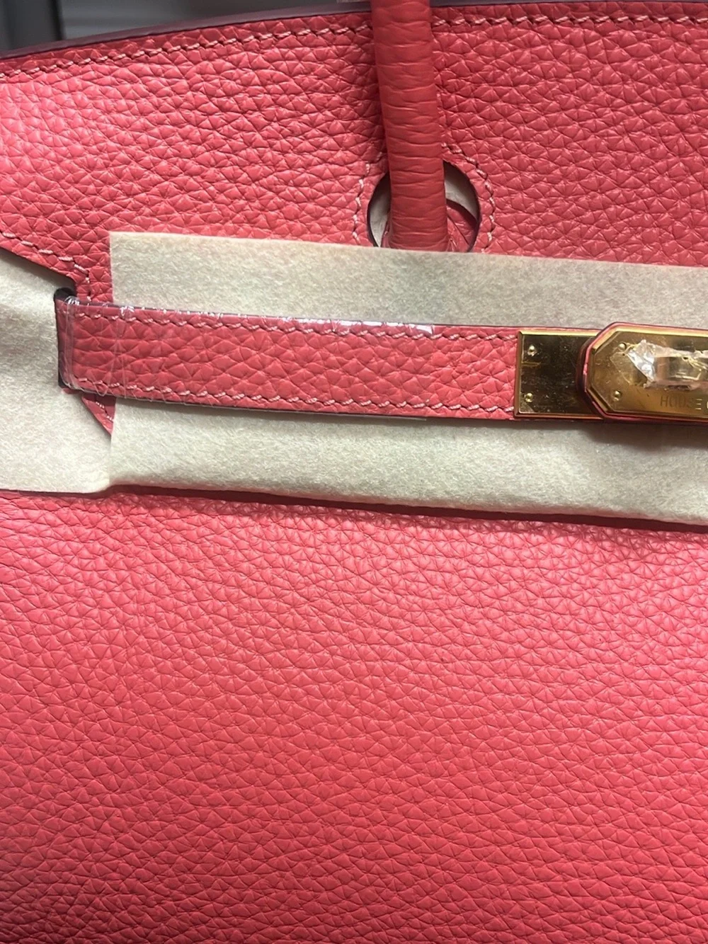 Luxury Coral Leather Top-Handle Bag with Gold Hardware